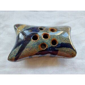 Studio pottery flower frog small cushion shape for short delicate flowers